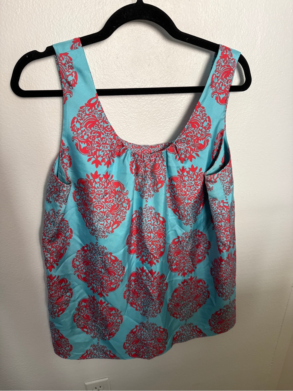 Lilly Pulitzer Aqua Tank Top with Coral Medallion Print